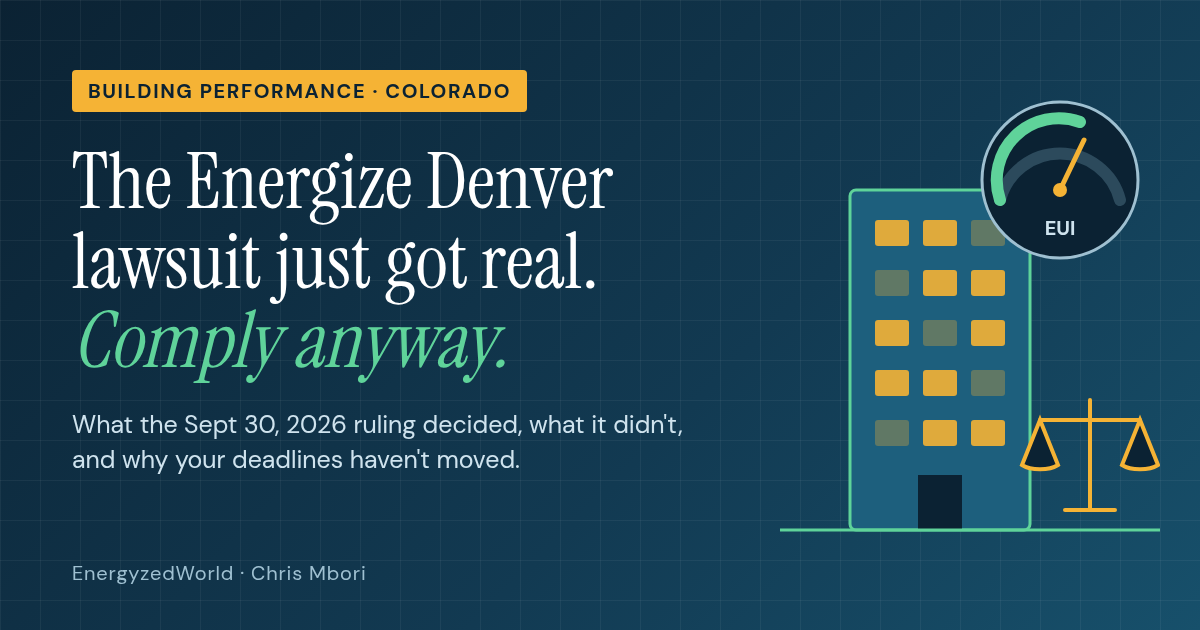 Header graphic: The Energize Denver lawsuit just got real. Comply anyway.